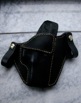 IWB for Glock. Black Leather with Old Gold Thread.